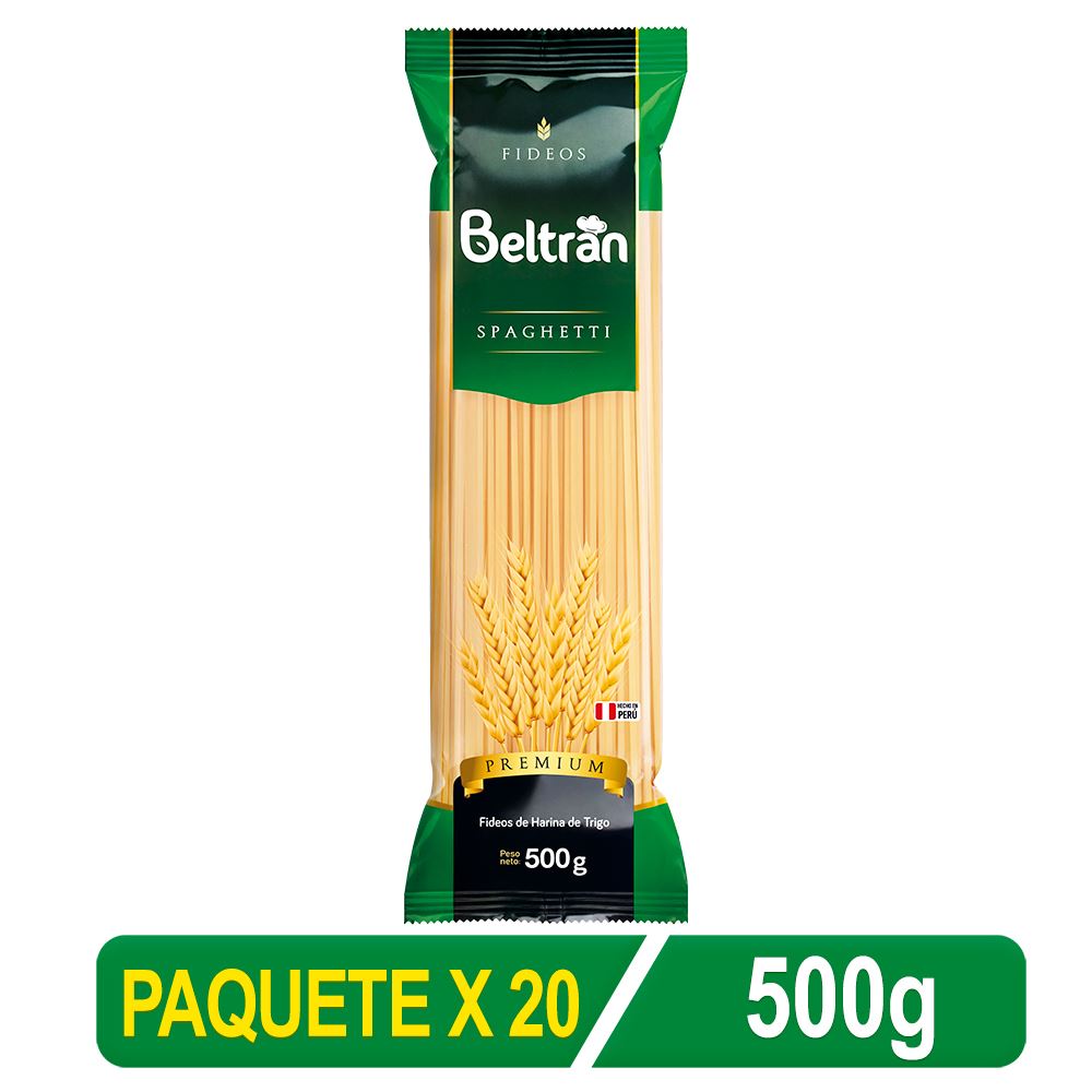 Fideo Spaghetti Beltrán 500G Paq X 20 Uni.